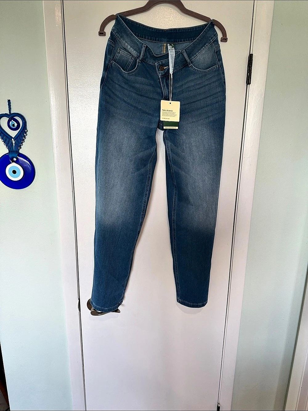 Halara Flex™ Denim Asymmetric Low Rise Zipper Pockets Baggy Wide Leg Washed